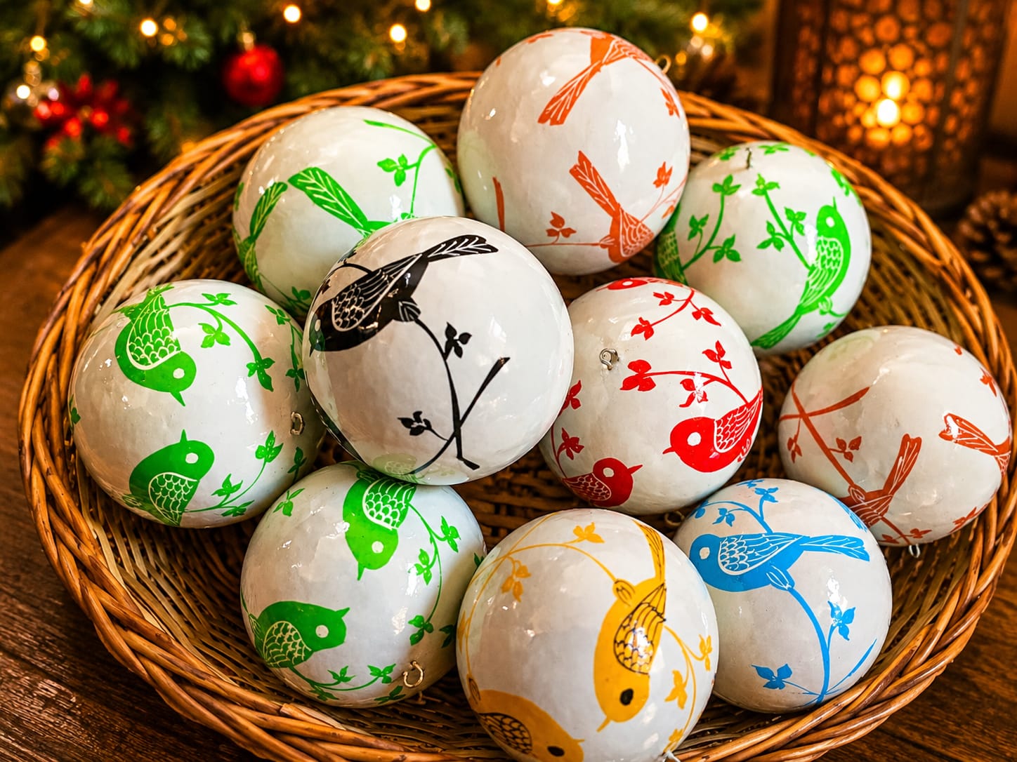 Handmade Christmas Balls, Hand Painted Christmas tree Hangings, Paper Mache baubles, Handmade Christmas Ornaments, Hand crafted Baubles- set of 6